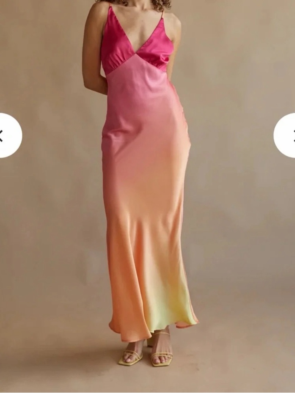 American Threads Hot Pink to Coral Ombre Slip Maxi Dress